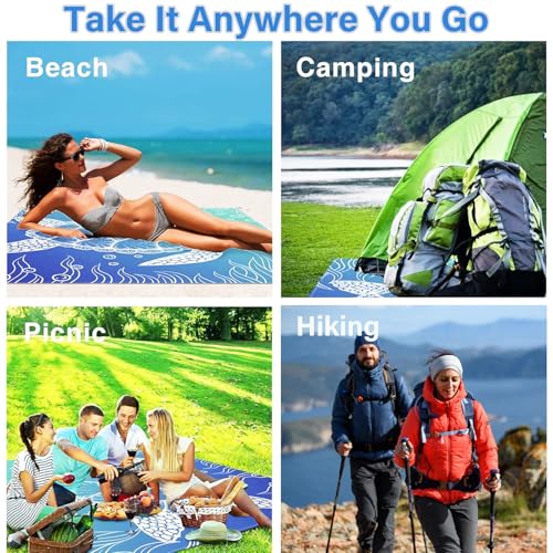 Picknickdecke Wasserdicht Stranddecke 200x200 Strandmatte Sandfrei Gepolstert Strand Zubehör xxl Beach Picnic Blanket Groß Camping Decke Picknick Picknickdecken Campingdecke Stranddecken Mat Outdoor