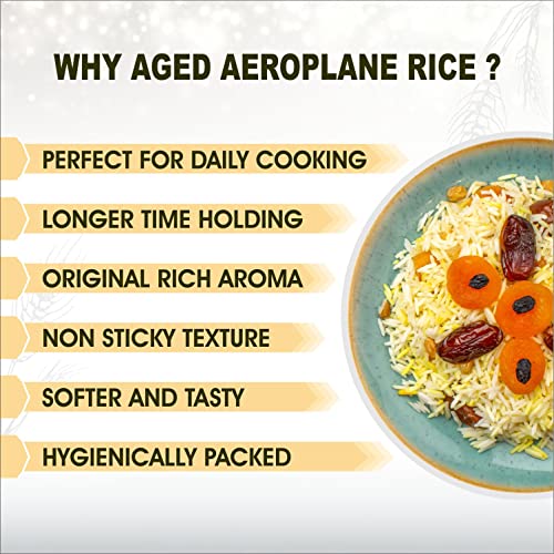 Image of Aeroplane XXXL Extra Long Grain Biryani Basmati Rice 5kg | Naturally Aged, Non-Sticky | Rich Aroma | Fluffy & Separate Grains | Ideal for Biryani & Pulao