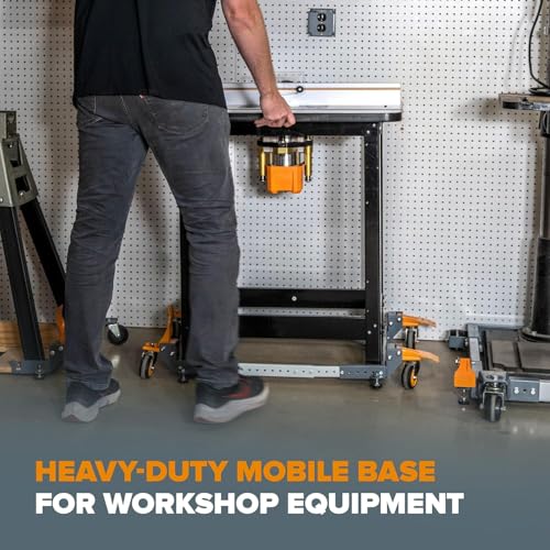 Bora Heavy Duty Universal Mobile Base with Wheels for Table Saw, Power Tool Stands & Mobile Bases, 3 Inch Non Marking Wheels, Adjustable Tool Stand 650lb Capacity PM-2500