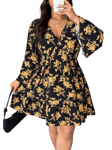 Image of Plus Size Summer Dresses for Women Casual Short Sleeves A Line Midi Dress