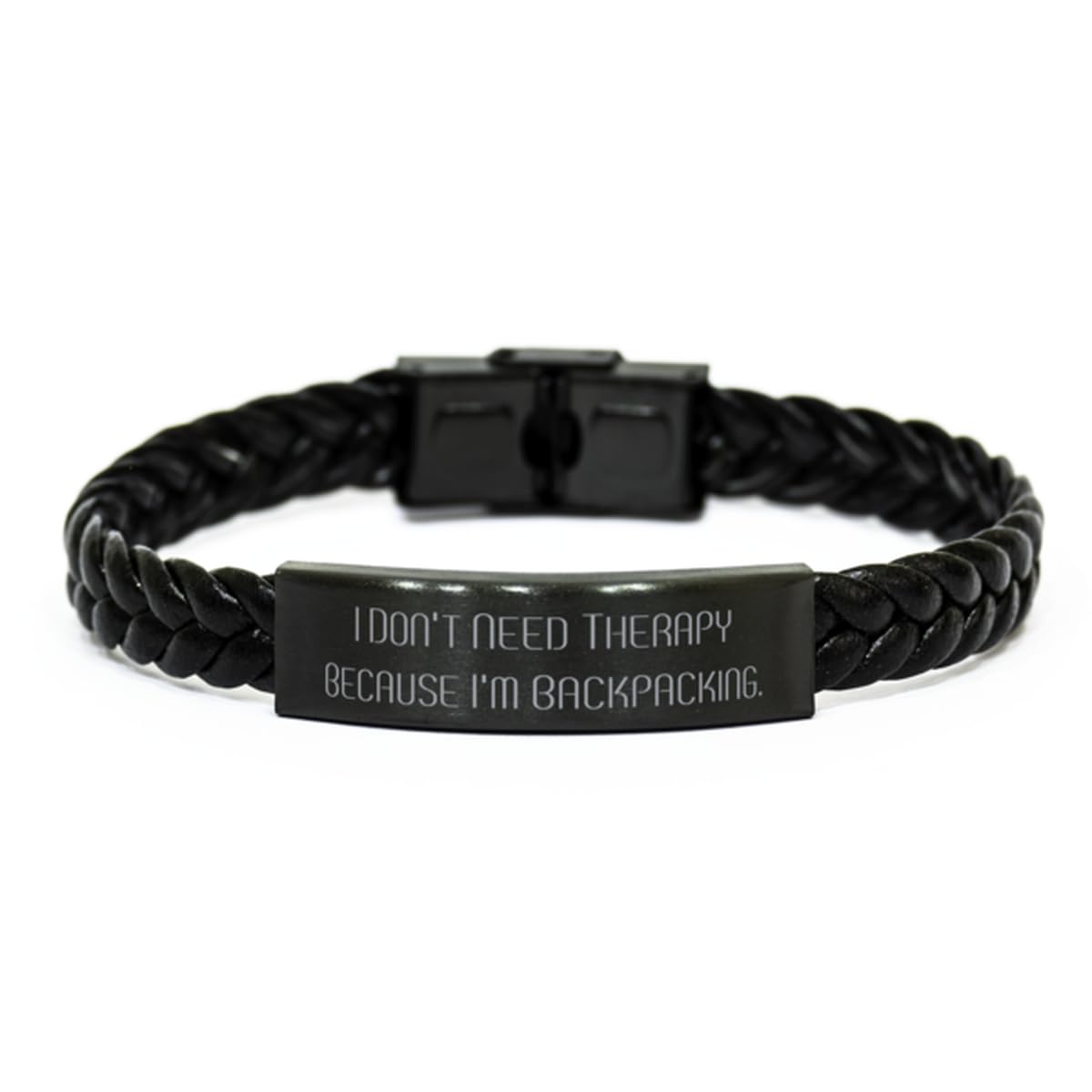 I Don't Need Therapy. Backpacking Braided Leather Bracelet, Unique Backpacking Gifts, Engraved Bracelet For Friends from Friends