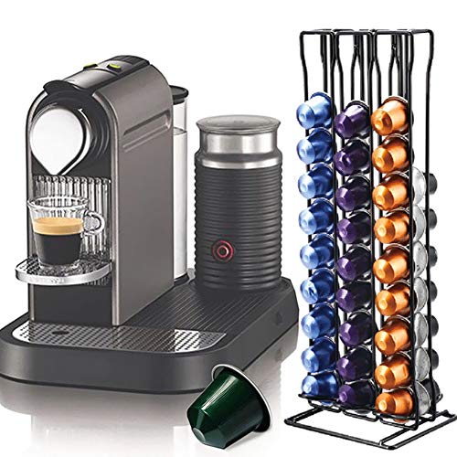60 Kapseln Kaffeepadhalter Tower Stand Dispenser Unrotatable Rack für Nespresso,Schwarz