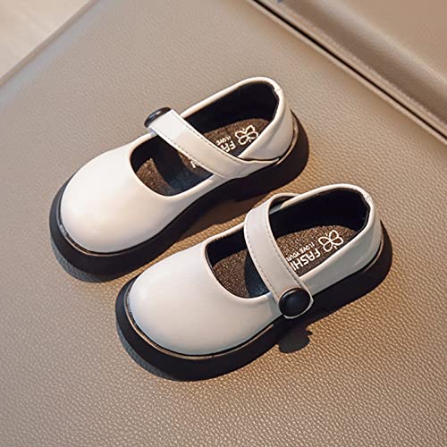 Toddler Little Girl Casual Shoes Mary Jane Dress Shoes Ballet Flat for Easter Flower Girl Party School Shoes (White, 9.5-10 Years Big Kids)2