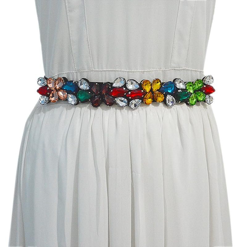 CHANYI Mujer Vestido Cinturón De Mujer Decoración Con Incrustaciones De Pedrería, Sello Elástico En La Cintura, De Cristal Con Vestido