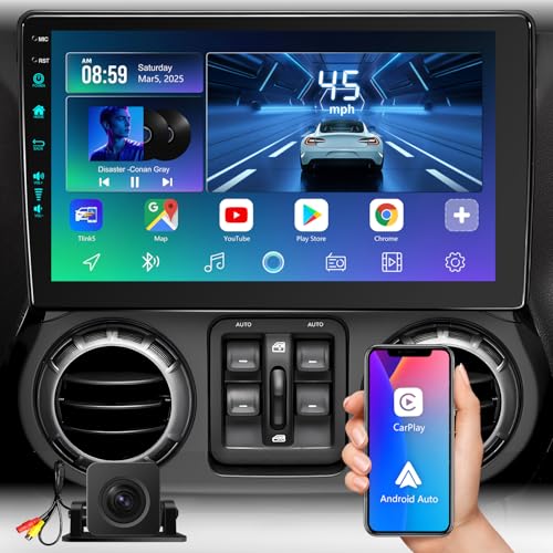 5G WiFi6(4Ram 64Rom) Car System for 10.2 Inch Jeep Wrangler/Patriot Radio,Upgrade Car Stereo GPS Navigation for JK Compass,Carplay Android Auto Mirroring Airplay SWC/AM+FM+RDS/HD-1080P