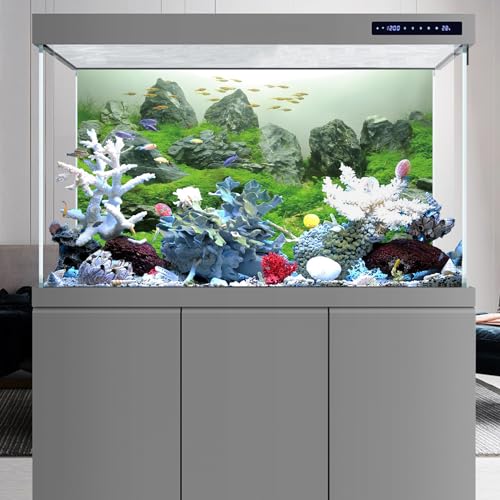 Image of AWERT 48x18 inches Stone Fish Tank Background Aquatic Plant River Bed & Lake Aquarium Background Vinyl Background