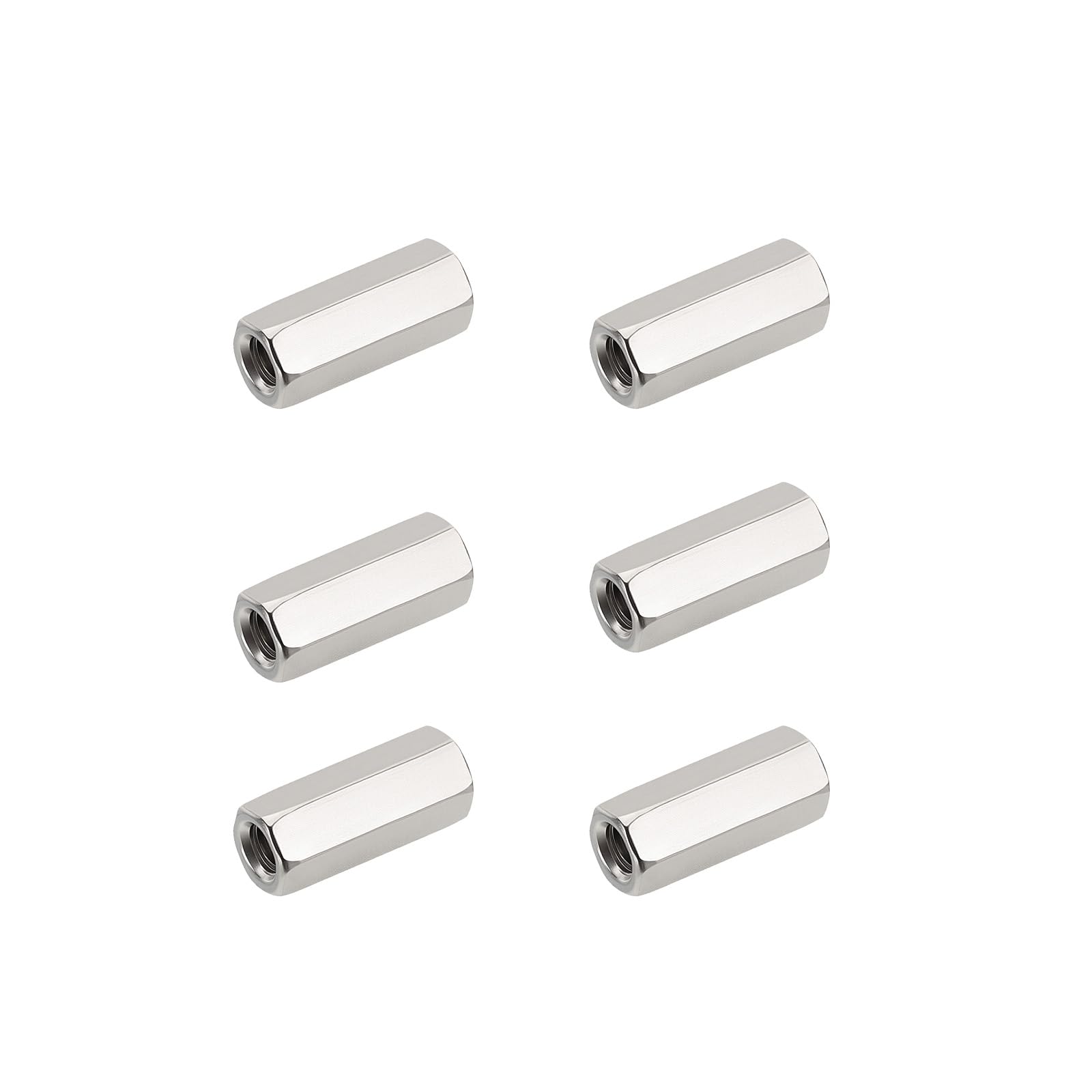 HiPicco Hex Coupling Nuts, 1/4-20 UNC 20mm/0.79" Length, 6 Pack 304 Stainless Steel Rod Coupling Nut for Threaded Rods & Studs