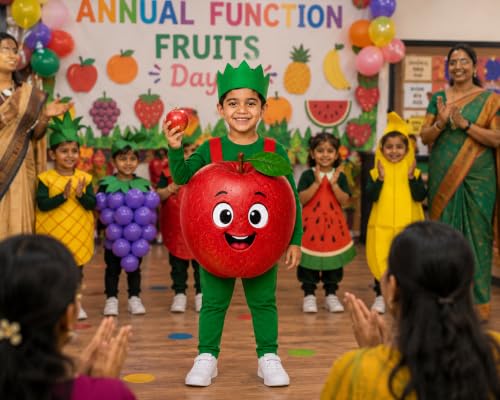 Image of Raj Costume Kids Fruit & Vegetable Fancy Dress Costume | Soft Felt Fruit and Vegetable Cutout Costume for Boys & Girls | School Annual Function