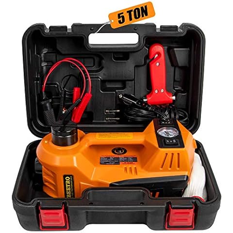 BEETRO Electric Car Jack 5 Ton 12V Car Jack Hydraulic Kit with Inflator Pump, Electric Jack for Car Sedan MPV Tire Changing, Lifting Range 6-17.7'' Cover