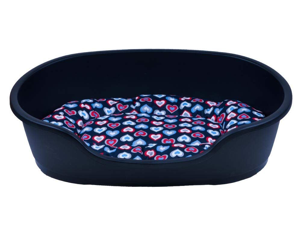 adena Hundekorb 110 x 74 cm anthrazit + Kissen Herzen blau