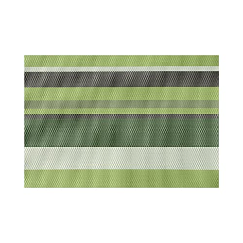 Pengcen Rectangular Placemats Set of 6,PVC Fabric Placemats Placemats,Green,Light Green and Grey Stripes Pattern,Decorate The Living Room and Dining Table,12'' x 18''(30 x 45 cm)