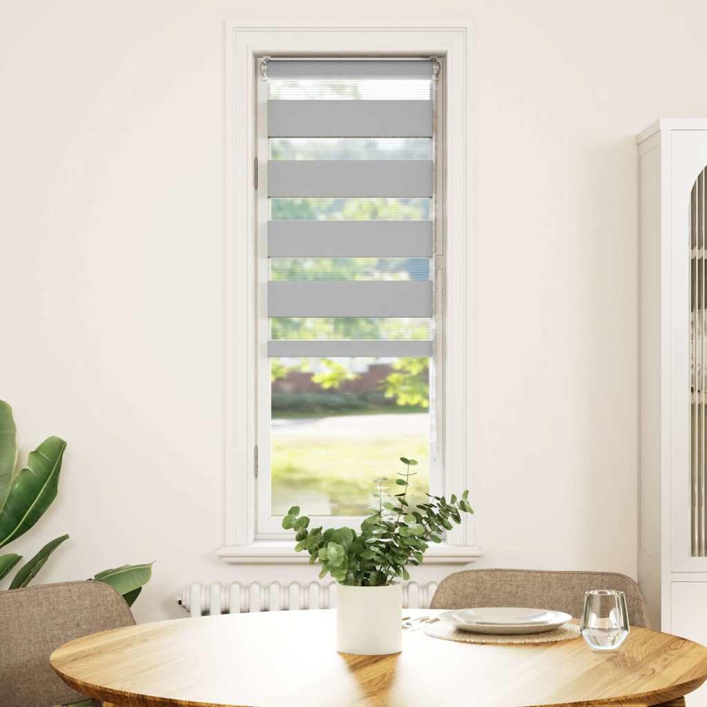 Estor doble gris claro 40 x 150 cm, ancho de tela 35,9 cm, poliéster, para ventana y puerta, visibilidad y protección solar, oscurecimiento interior, montaje Klemmfix
