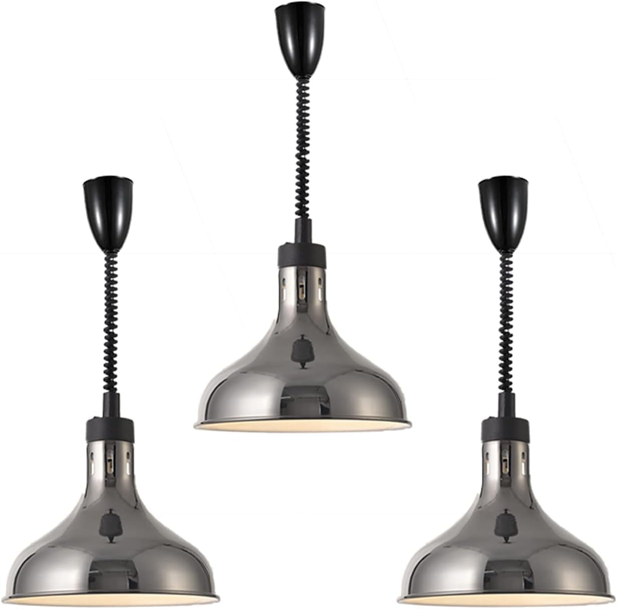 TWQBHSH Hanging Food Heat Lamp Food Warmer Lamp Heat Lamp for Food Commercial Food Warmer Lights Telescopic Heating Lamps for Buffet Kitchen (Color : Stainless Steel Color, Size : 3Pcs)