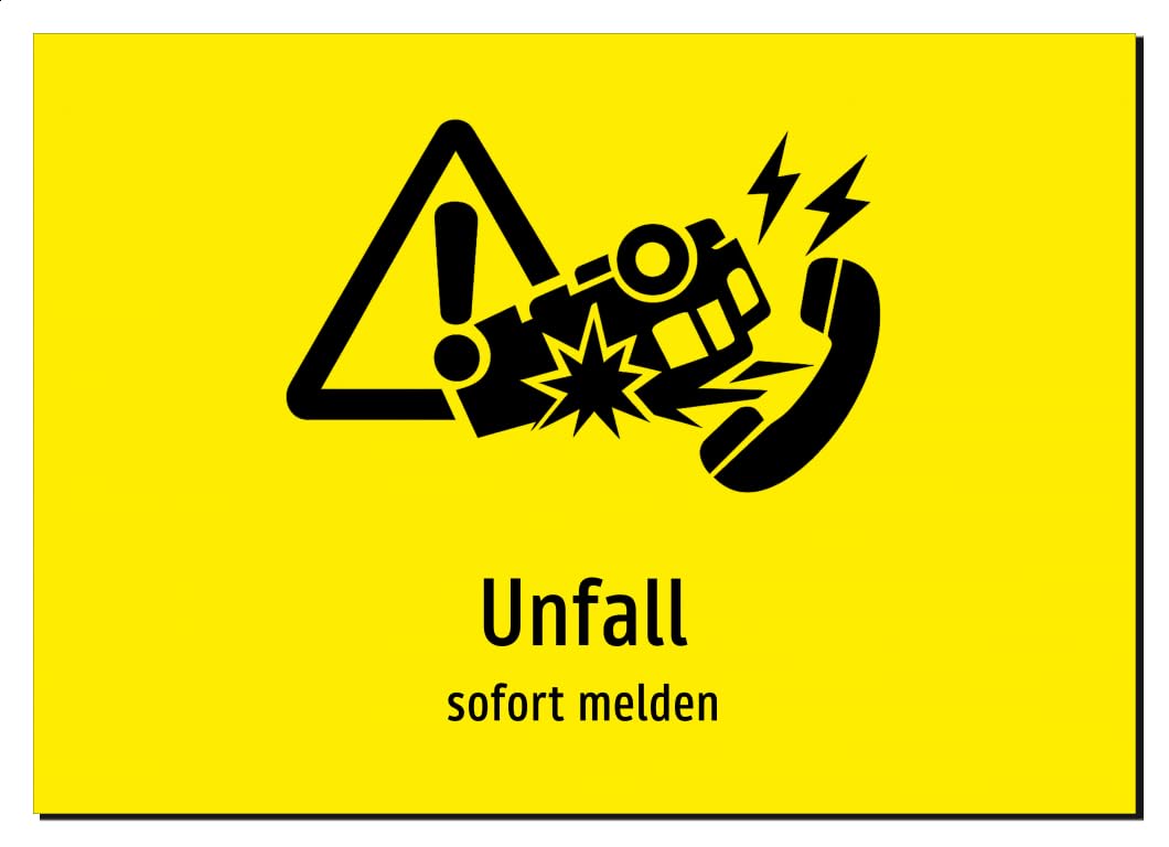 36580-DE-S-09 | Unfall - sofort melden | Aluminiumschild A2, 594 x 420mm | mit Symbolgrafik und Text