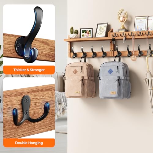 Image of Evermagin 35 inch Coat Rack Wall Mount with Shelf, 4 in 1 Wall Mounted Coat and Key Hanger with 13 Hooks, Entryway Key Holder with Mail Holder for Living Room, Bedroom