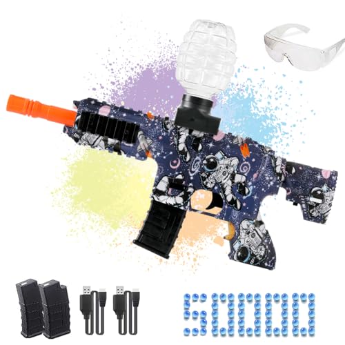 HYNXM 2 Pieces Gel Ball Blaster Toys - Eco-Friendly Orby Gun with 4 Rechargeable Battery, 3 Round Hopper, 2 Goggles, 60000+Eco-Friendly Toy ammunition, Sports Toys Ages 14 & Up