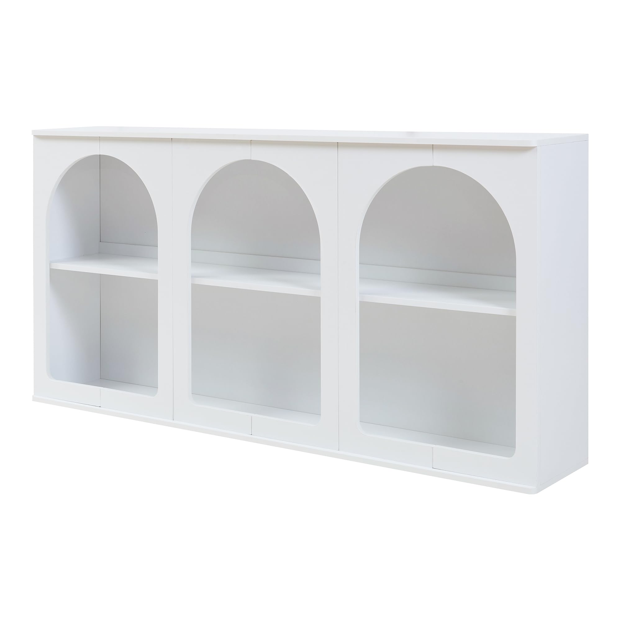 [en.casa] Sideboard Trorhun Kommode mit 6 Fächern offen Mehrzweckschrank 160 x 30 x 80 cm Wohnzimmerschrank Buffetschrank Weiß