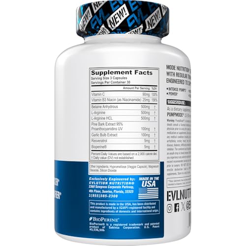 Image of Evlution Nutrition PumpMode - Nitric Oxide Supplement - Non Stimulant Supplement with Arginine Betaine and Pine Bark for Maximum Pumps and Performance - Gluten Free Pre Workout Supplement (Pack of 2)