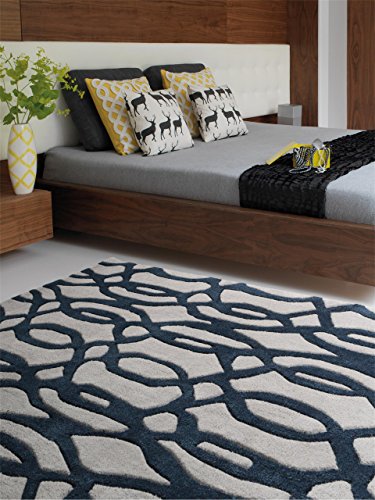 Benuta Wollteppich Matrix Wire Blau 120x170 cm/Naturfaserteppich für Wohnzimmer und Schlafzimmer