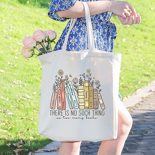 LEADO Canvas Book Tote Bag with Pockets for Adults, Book Lovers Gifts - Christmas, Birthday Gifts for Book Lovers Women - Reading Book Accessories, Librarian, Bookish Gifts, Gifts for Readers - Image 3