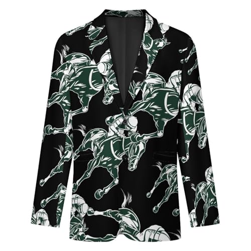 Horse Racing Equestrianism Men’s Casual Blazer 2 Button Suit Jacket Business Wedding Party Coat Lightweight Suit Jackets4