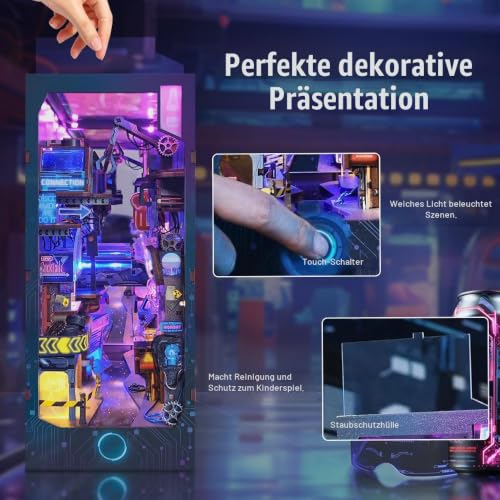 STRUCWOOD Cyberpunk Book Nook DIY Puppenhaus 3D Holzpuzzles mit LED-Licht – Ansicht 5