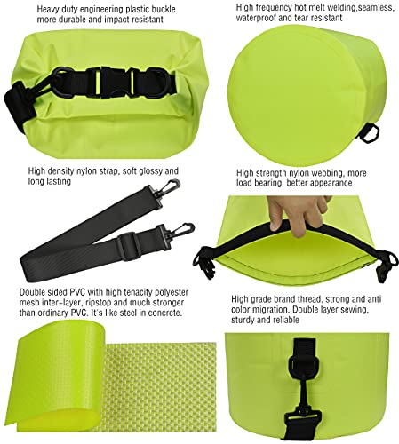 Marchway Floating Waterproof Dry Bag 5L/10L/20L/30L, Roll Top Sack Keeps Gear Dry For Kayaking, Rafting, Boating, Swimming, Camping, Hiking, Beach, Fishing (Bright Yellow, 10L) #TOP3