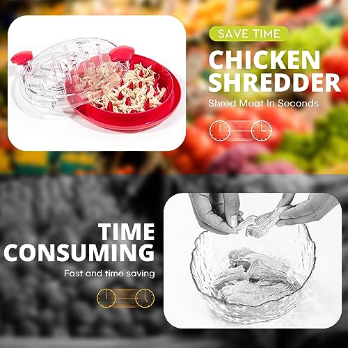 Chicken Shredder, Meat Shredder Twist Tool, 11\" Large Chicken Breast Shredding Tool Twist with Non-Skid Base, Ergonomic Handle, Dishwasher Safe, BPA Free, Suitable for Pulled Pork Beef Chicken, Red