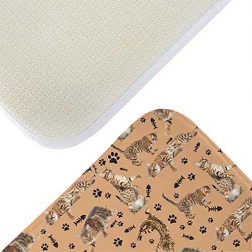 Die bengalische Katze Badgarnitur Badematten Set Polyesterfaser 3 teilig Badvorleger Abnehmbar Weich und Warm Badteppich Toilettensitzbezug Combo rutschfeste rutschfeste Badteppich Multicolor 40x60cm – Bild 3