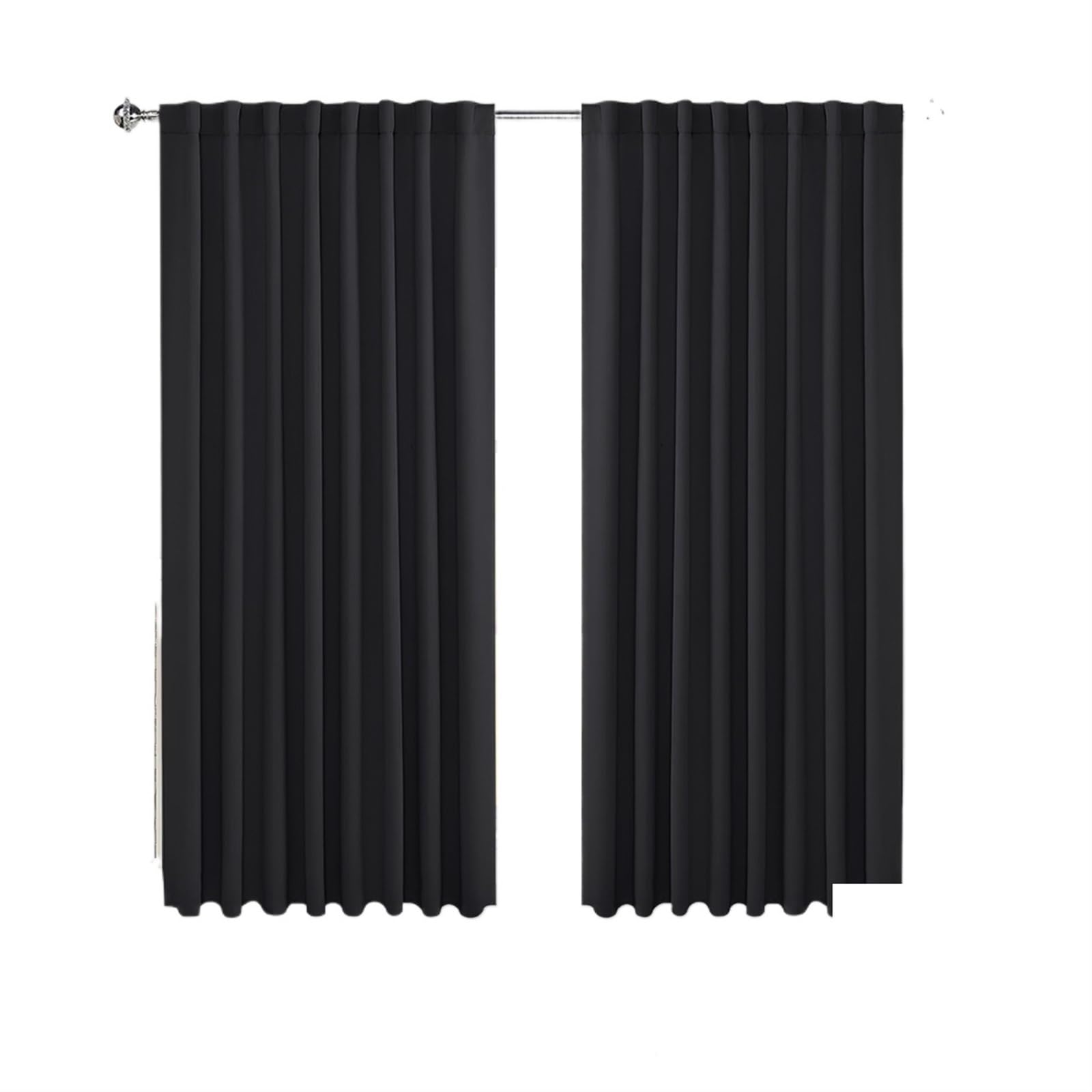 EnxJire Blackout Curtains Blackout Curtains Darkening Thermal Insulated Window Drapes(2 Panel Black,132x213cm)