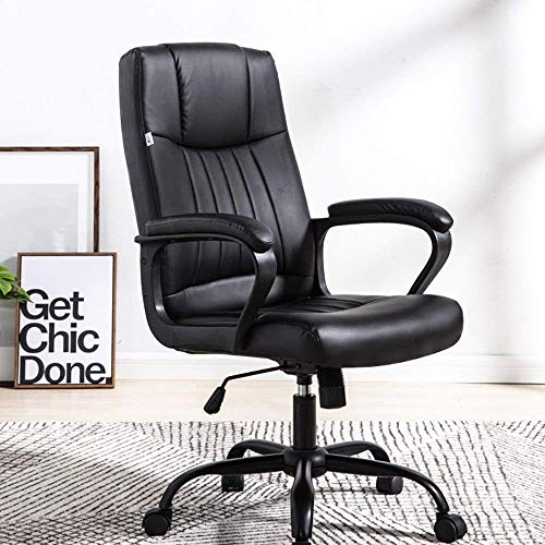 Chaise de bureau pivotante cuir PU tabouret de travail ajustable - 2