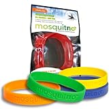 Mosquitno Natural, Citronella, Waterproof Mosquito Repellent Wristbands, Adult, 5-Pack, Red/Orange/Green/Navy/Yellow