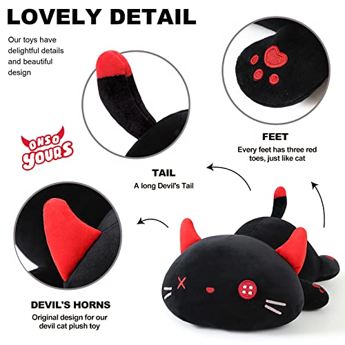 Onsoyours Cute Kitten Plush Toy Stuffed Animal Black Kitty Soft Anime Cat Plush Pillow For Kids (Black A, 12") #TOP2