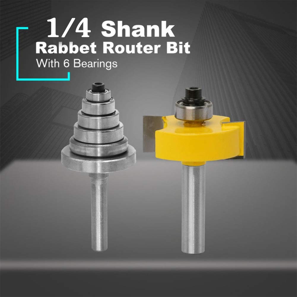 Amаzоn Crаzу 🔥 Dеаlѕ 1/4-Inch Shank Rabbet Router Bit with 6 Bearings Set - 1/8, 1/4, 5/16, 3/8, 7/16, 1/2 Interchangeable Bearings (1/4 Inch Shank)