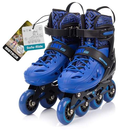 meteor Patines en Línea Ajustables para Niños y Niñas con Ruedas LED sin Pilas para Principiantes Quick-Lock Freno Trasero ABEC-7 Guía de Aluminio Tallas S 30-33 y M 34-37 Loky