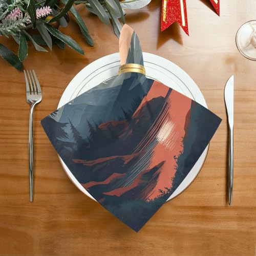 Servilletas de tela cuadradas Sunset Mountain pack 6 miniatura 2