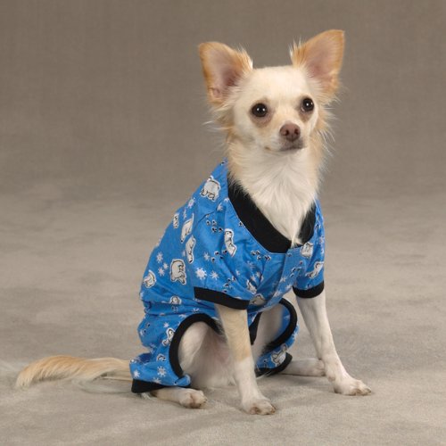 Casual Canine 12-Inch Blue Polar Bear Cotton Cozy Dog Pajama, Small
