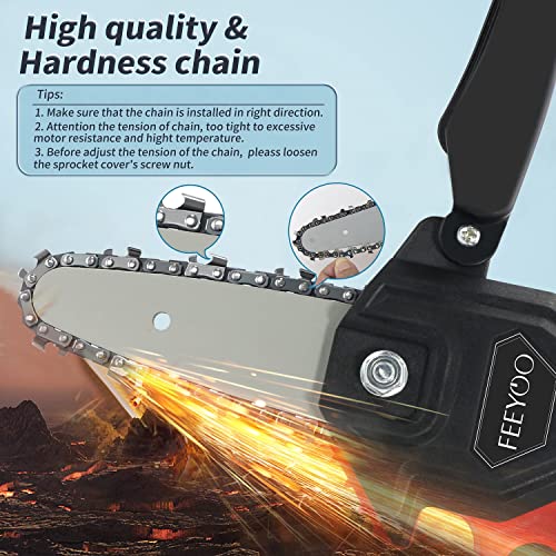Mini Akku-Kettensäge 24V, 5 M/S Schnurloses Elektrische Motorsäge Kit mit Sicherheitsknopf, 2 ketten 2 Akku & 1 Ladegerät Säge, Für Gartenarbeit Baumbeschneidung Holzschneiden, (Rot) – Bild 4