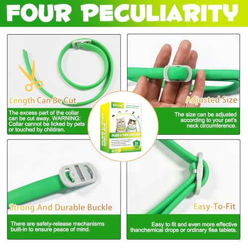 Flohhalsband Katze 4 Stück Zecken-Halsband für Katzen, Anti-Floh Katze Halsband, Verstellbar und Wasserdicht, Natürlich und Sicher, 48 cm Length, 24 Monate Schutz, Zecken-Flohband für alle Katzen