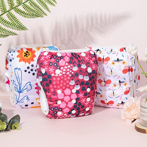 Image of ALVABABY Cloth Swim Diaper 3pcs Baby /Toddler /Infant Snap Reusable Adjustable Swimming Diaper Baby Boy and Girl 3SWY32 Small (Pack of 3)