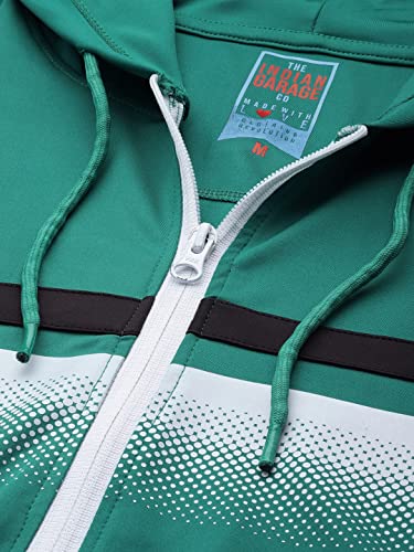 Image of The Indian Garage Co Men Regular Fit Placement Print Hooded Sweatshirt & Joggers Tracksuits