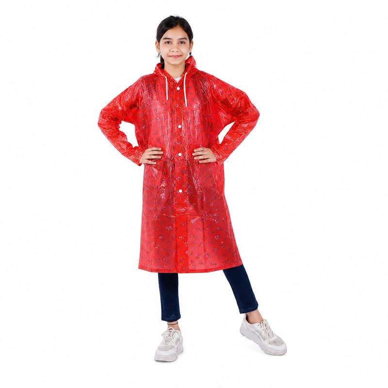 Image of Aristocrat Kids Humpty Dumpty Waterproof Raincoat with Hood | Knee Length Rainwear for Boys & Girls | Regular Fit Rain Jacket with Two Front Pockets | All-Weather Protection Rainwear