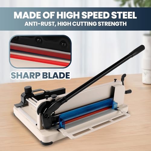 Guillotine Paper Cutter 12" with Safety Lock & Guard, Cuts 400 Sheets Paper, Cardstock, PVC, Leather, Craft Trimmer for Home, Office, Photo Studio - Image 5