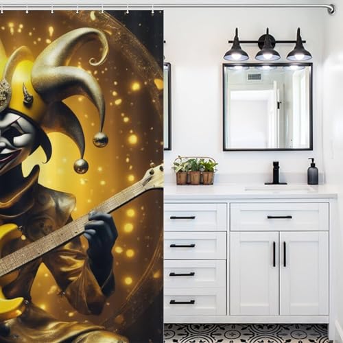 Rideau de douche clown guitare en polyester imperméable 183x183cm - 5