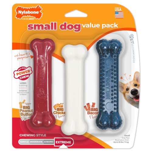 Image of Nylabone Power Chew Original Bone Dog Chew Toys, Small, 3 Count