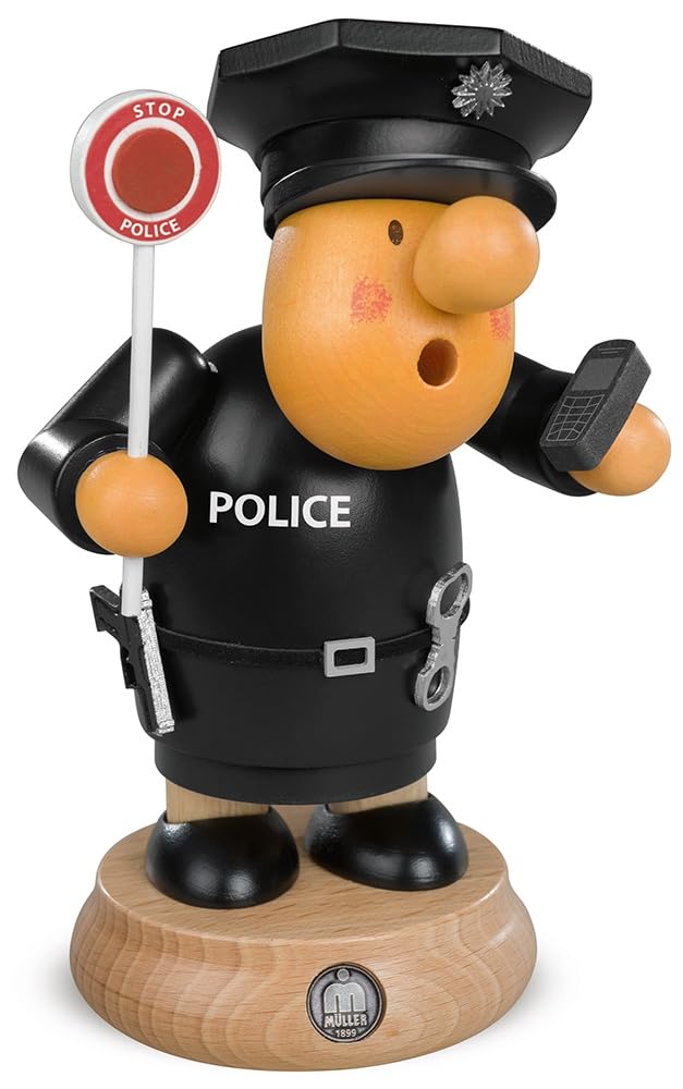 Figurine de fumeur policier en bois Rudolphs Schatzkiste Räuchermann Müllerchen
