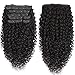 Kinky Curly Clip in Hair Extensions Real Human Hair for Black Women Full Head 8A Brazilian Real Hair 3c 4a Kinkys Curly Human Hair Clip ins Natural Color 8pcs 20 Clips 100g/Set (14 inch)