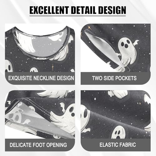 Pajama Sets Short Sleeve Ghostly Figures on Dark Soft Cotton Summer Sleepwear 2 Piece PJS Size 5-14T3