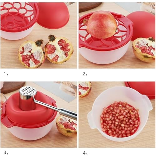 Image of Pomegranate Peeler Silicone Deseeder with Bowl, Pomegranate Arils Removal Tool, Anti-Slip Seed Separator, Manual Pomegranate Seeder Remover, Easy Fruit Peeling Machine Kitchen Gadget