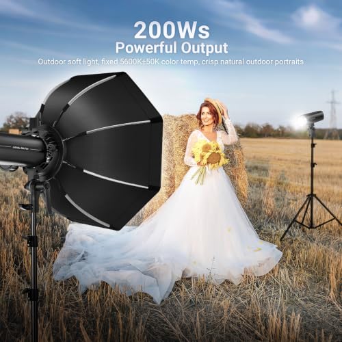 Image of NEEWER 200Ws 2.4G TTL Outdoor Strobe Flash Compatible with Godox, 1 /8000s HSS Portable Studio Photography Monolight with Modeling Light /3200mAh Battery /750 Flashes /1.5s Recycle, Q200